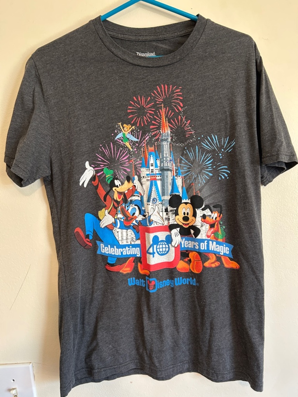 Vintage 1995 Walt Disney World 40 Years of Magic Gray Short Sleeve Tee